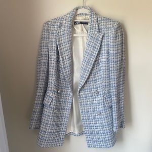 ZARA TEXTURED DOUBLE BREASTED BLAZER